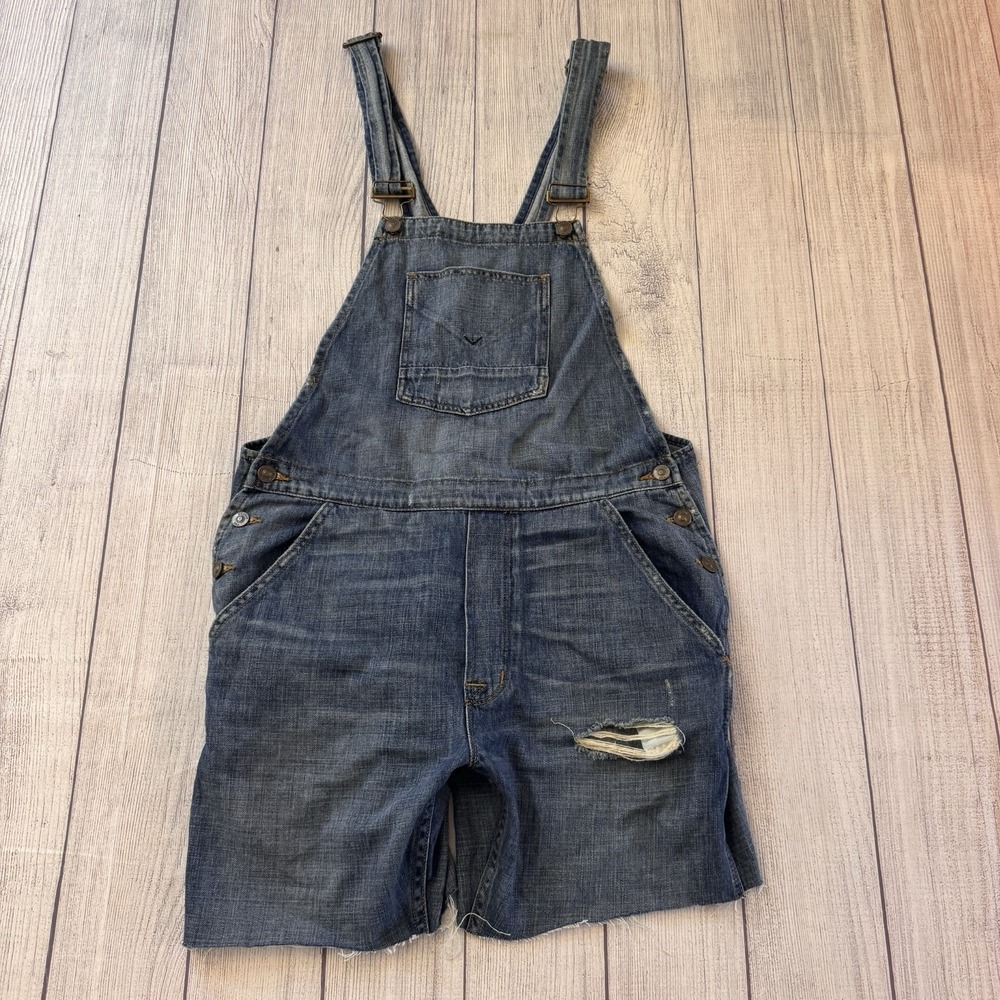 Hudson Florence Shortall Womens Medium Distressed Denim Overalls Bib Medium Wash